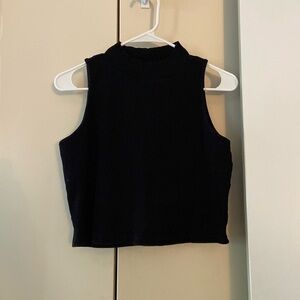Eloquii Cropped Ribbed Mock Neck Tank